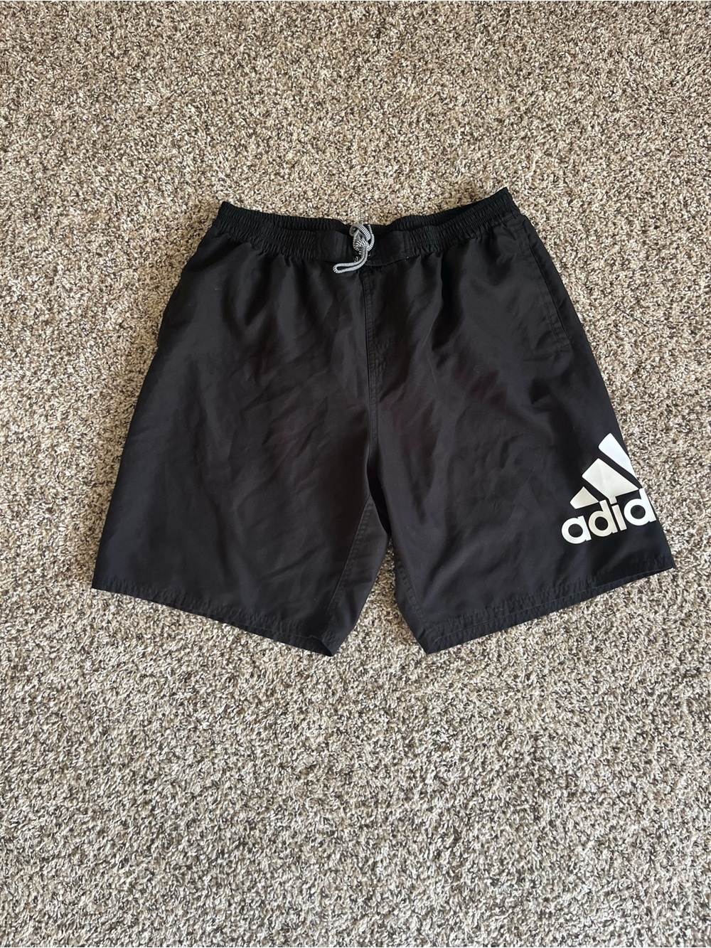 adidas Men’s Black Athletic Shorts with White Logo